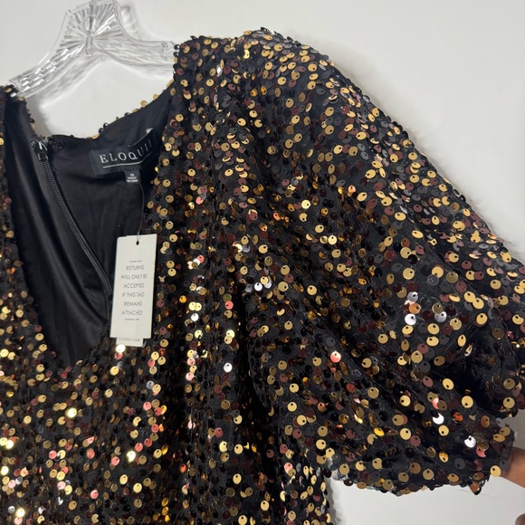 NWT Eloquii Sequin Puff Sleeve Dress 16 - Picture 9 of 15